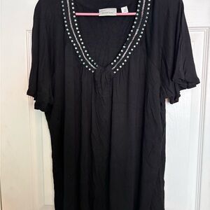Avenue Black Beaded Women's Top